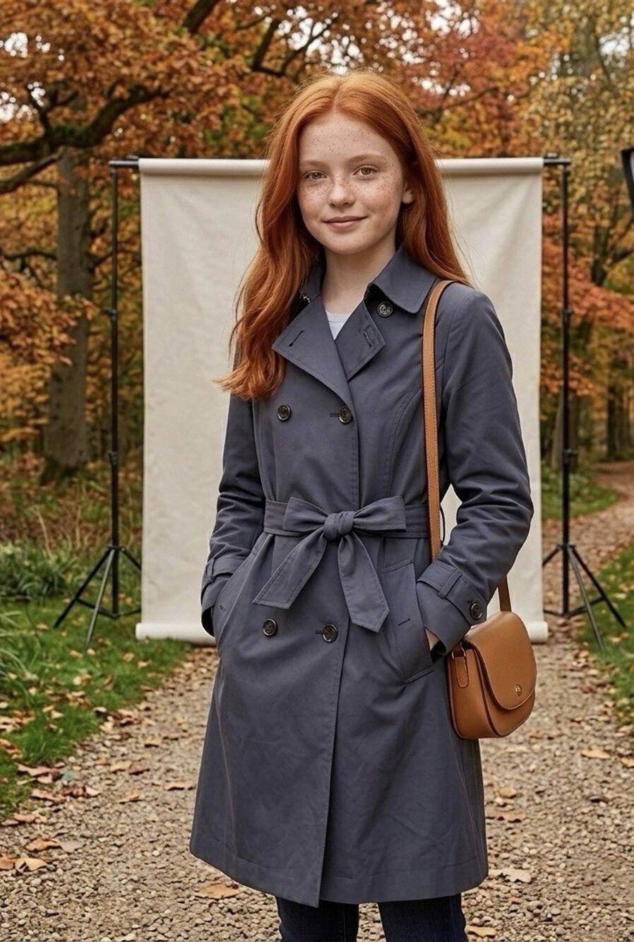 Uniqlo Kids Trench Coat Size 11-12 Girls Navy Blue Double Breasted Lined Pockets